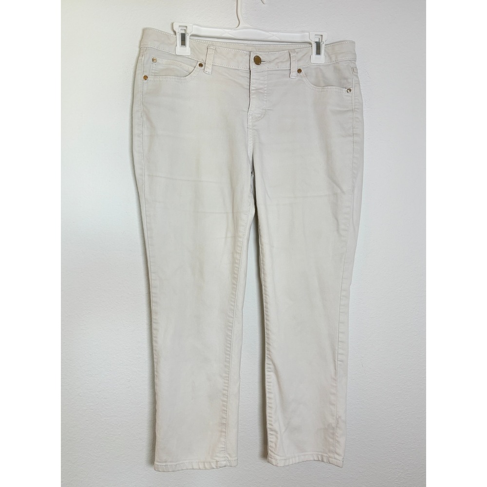 Jennifer Lopez Womens Cream Straight Leg Pants Off White Denim Size 10